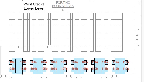 Thesis desk seat map 102 through 113